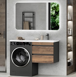 Misty Мебель для ванной Коломбо 120 R подвесная под стиральную машину дуб галифакс/антрацит – фотография-1